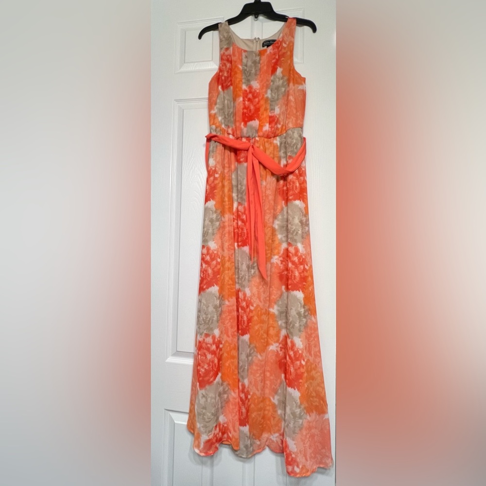 Jessica Howard Women’s Tank Maxi Dress Orange Red Tan Size 12